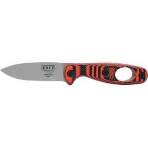 ESEE Knives Xancudo 3D Hole Fixed Blade Knife 3" Drop Point CPM S35VN Stonewashed Blade G-10 Handle Black/Orange