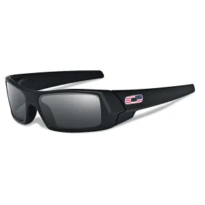 Oakley Men's SI Gascan Sunglasses Matte Black Frame with US Flag Icon Gray Lens