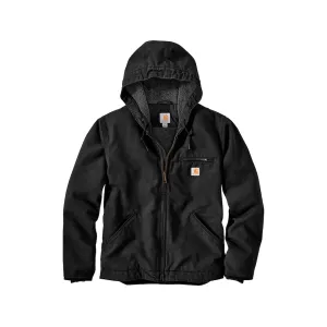 Carhartt Men's Relaxed Fit Washed Duck Sherpa Lined Jacket Black 2XL