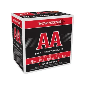 Winchester AA Heavy Target 20 Gauge Ammo 2-3/4" #8 Lead Shot 1 oz Case of 250 (10 Boxes of 25)