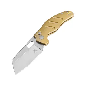 Kizer C01C Pocket Knife 3.29" Sheepsfoot CPM-3V Satin Blade Brass Handle
