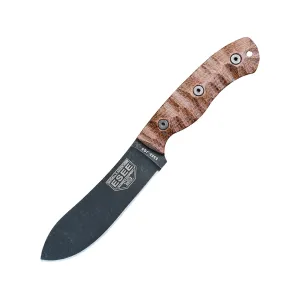 ESEE Knives JG5 Fixed Blade Knife 4.5" Recurve Drop Point 1095 Stonewashed Black Oxide Blade Burlap Micarta Handle Brown
