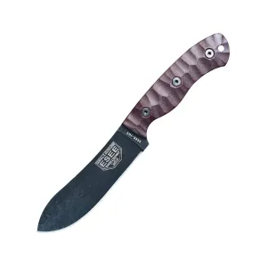 ESEE Knives JG5 Fixed Blade Knife 4.5" Recurve Drop Point 1095 Stonewashed Black Oxide Blade Micarta Handle Burgundy