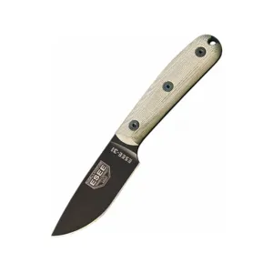 ESEE Knives ESEE 3HMK Fixed Blade Knife 4.125" Drop Point 1095 Black Blade Micarta Handle Tan