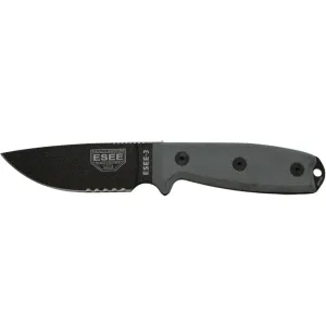 ESEE Knives ESEE 3SM Fixed Blade Knife 3.88" Partially Serrated Drop Point 1095 Desert Tan Blade Micarta Handle Tan