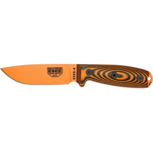 ESEE Knives ESEE-4 3D Fixed Blade Knife 4.1" Drop Point 1095 Orange Blade G-10 Handle Black/Orange