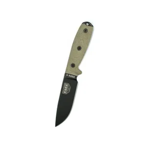 ESEE Knives ESEE-4 3D Fixed Blade Knife 4.1" Drop Point 1095 Black Blade Micarta Handle Green
