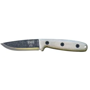 ESEE Knives Camp Lore Bolieu Fixed Blade Knife 3.5" Drop Point 1095 Black Oxide Blade Micarta Handle Linen Micarta
