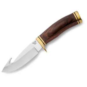Buck Knives 191 Zipper Fixed Blade Knife 4.125" Drop Point with Gut Hook 420HC Satin Blade Wood Handle