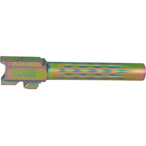 Faxon Match Series Barrel for Glock 17 Gen 1-4 9mm Luger 1 in 10" Twist Flame Fluted Stainless Steel Chameleon PVD