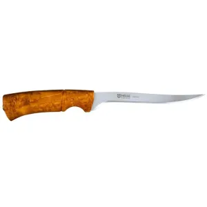 Helle Steinbit Fixed Blade Knife 6.02" Fillet Sandvik 12C27 Satin Blade Birch Handle Brown