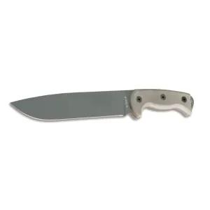 Ontario RTAK II Fixed Blade Knife 10" Drop Point 5160 Carbon Steel Powder Coated Blade Canvas Micarta Handle Gray