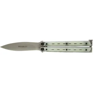 Bradley Cutlery Kimura Butterfly Knife 4.125" Spear Point 154CM Satin Blade Stainless Steel Handle White