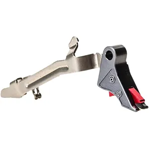 Overwatch Precision Combat Trigger (TAC) Kit for Glock 10mm Auto, 45 ACP Aluminum Gunmetal Gray Shoe, Red Safety