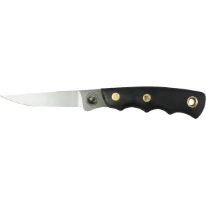 Knives of Alaska Jaeger Boning Fixed Blade Knife 3.5" Drop Point D2 Bead Blasted Blade SureGrip Handle Black