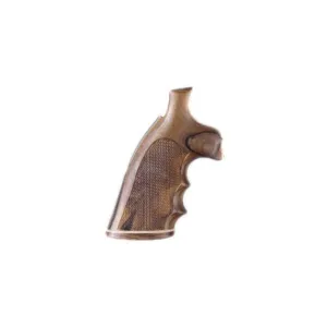 Hogue Fancy Hardwood Conversion Grips with Accent Stripe, Finger Grooves and Contrasting Butt Cap for S&W K, L-Frame Round to Square Butt Checkered Pau Ferro