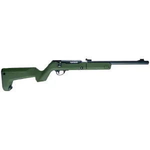 Tactical Solutions Owyhee Takedown Magnum Bolt Action Rifle 17 Hornady Magnum Rimfire (HMR) 16.5" Black Threaded Barrel Blued Frame Green Takedown Stock