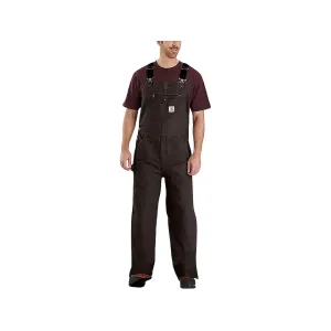 Carhartt Men's Loose Fit Washed Duck Insulated Bibs Dark Brown XL