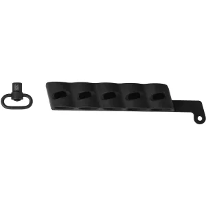 GG&G Side Saddle Shotgun Shell Holder Mossberg 590 Shockwave 12 Gauge 5-Round  with Quick Detach Sling Swivel Aluminum Black