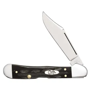 Case Mini CopperLock Pocket Knife 2.72" Clip Point Tru-Sharp Mirror Polished Blade Jigged Buffalo Horn Handle Gray