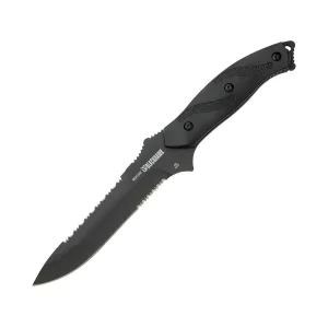 BLACKHAWK! BH15NE10BK Fixed Blade Knife 5.875" Spine Serrated Drop Point D2 Black Blade Zytel Handle Black