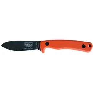 ESEE Knives Ashley Emerson Game Knife (AGK) Fixed Blade Knife 3.5" Drop Point 1095 Stonewashed Black Oxide Blade G-10 Handle Orange