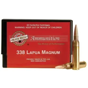 Black Hills 338 Lapua Magnum Ammo 250 Grain Open Tip Match Box of 20