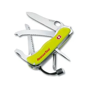 Victorinox Swiss Army Rescue Tool Pocket Knife Drop Point Stainless Steel Polished Blade Polyamide Handle Yellow