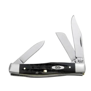 Case Buffalo Horn Medium Stockman Pocket Knife 2.625" Clip Point Stainless Steel Satin Blade Jigged Buffalo Horn Handle Gray