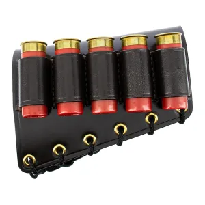Galco Butt Cuff Buttstock Shell Holder 12 Gauge 5-Round Right Hand Leather Dark Havana