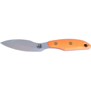 Knives of Alaska Yukon #I Fixed Blade Knife 3.75" Elliptical D2 Matte Blade Rubber Handle Orange
