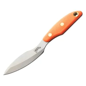 Knives of Alaska Yukon #2 Fixed Blade Knife 3.95" Elliptical D2 Bead Blasted Blade SureGrip Handle Orange