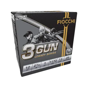 Fiocchi 3-Gun 12 Gauge Ammo 2-3/4" #7-1/2 Lead Shot 1 oz Case of 250 (10 Boxes of 25)