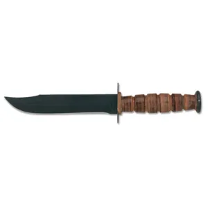 Case USMC Fixed Blade Knife 7" Clip Point 1095 Black Blade Leather Handle Brown
