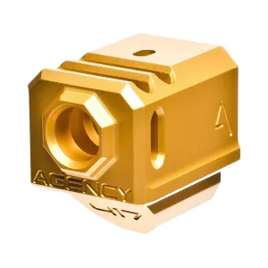 Agency Arms 417 Dual Port Compensator for Glock 17, 19, 26, 34 Gen 4 9mm 1/2"-28 Thread Aluminum Gold