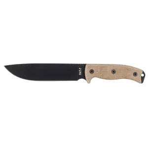 Ontario Mil-Spec RAT-7 Fixed Blade Knife 6.5" Drop Point 1095 Black Carbon Steel Blade Micarta Handle Green