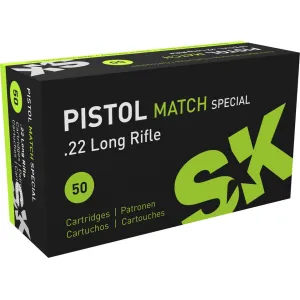 SK Pistol Match Special 22LR Ammo 40 Grain Round Nose Box of 500 (10 Boxes of 50)