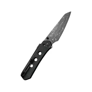 CIVIVI Vision FG Pocket Knife 3.54" Reverse Tanto Damascus Blade Canvas Micarta Handle Black