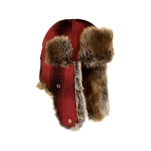Stormy Kromer Mens Northwoods Trapper Hat Medium Red/Black Plaid