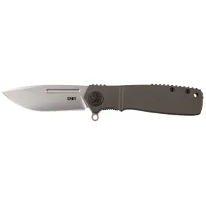 CRKT Homefront Assisted Opening Pocket Knife 3.56" Drop Point 12C27 Sandvik Bead Blasted Blade Aluminum Handle Gray