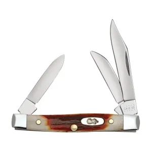 Case Small Stockman Pocket Knife 2" Clip, Sheepfoot, and Pen Tru-Sharp Mirror Polished Blade Stag Handle Red