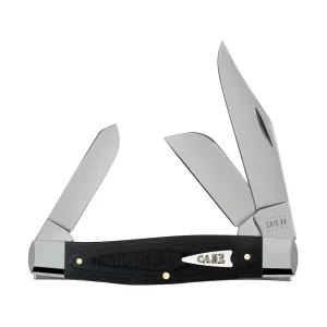 Case Large Stockman Pocket Knife 3.3" Clip, Sheepfoot and Spey Tru-Sharp Satin Blade Micarta Handle Black