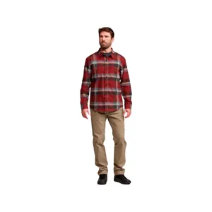 Sitka Gear Men's Ashland Lightweight Flannel Shirt Dark Red Fall Plaid Medium