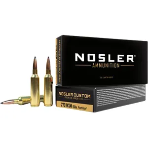 Nosler Custom 270 Winchester Short Magnum (WSM) Ammo 150 Grain Nosler Partition Jacketed Soft Point Box of 20