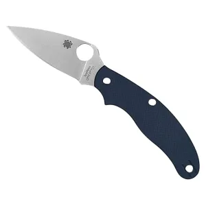 Spyderco UK Penknife Pocket Knife 2.95" Clip Point CPM-SPY27 Satin Blade G-10 Handle Blue