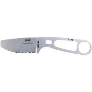 ESEE Knives Imlay Fixed Blade Knife 2.32" Partially Serrated Blunt Tip 440C Stonewashed Blade 440C Handle Stainless Orange Sheath
