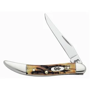 Case Small Texas Toothpick Pocket Knife 2.25" Clip Point Stainless Steel Blade Brown Stag Handle