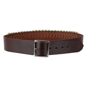 Hunter Revolver Cartridge Belt 2" 45 Caliber 25 Loops Leather Antique Brown Medium