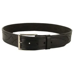 DeSantis Gunhide Fancy Stitch Holster Belt 1-3/4" Nickel Plated Brass Buckle Suede Lined Leather Black 38"