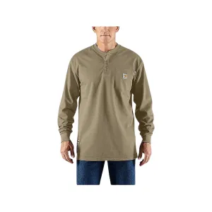 Carhartt Men's FR Force Loose Fit Midweight Long Sleeve Henley Shirt Khaki 2XL Tall